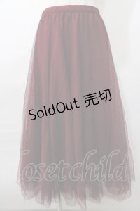 axes femme / ロングチュールスカート  ワイン Y-25-08-11-070-AX-SK-SZ-ZY