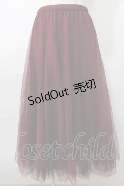 画像1: axes femme / ロングチュールスカート  ワイン Y-25-08-11-070-AX-SK-SZ-ZY