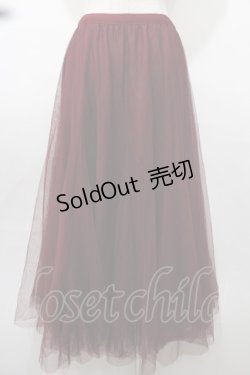 画像2: axes femme / ロングチュールスカート  ワイン Y-25-08-11-070-AX-SK-SZ-ZY