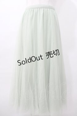 画像1: axes femme / ロングチュールスカート  グリーン Y-25-08-11-071-AX-SK-SZ-ZT068