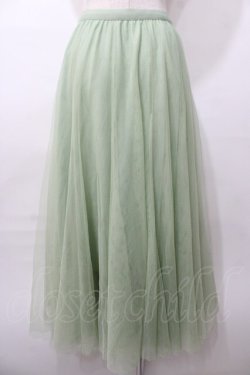 画像2: axes femme / ロングチュールスカート  グリーン Y-25-08-11-071-AX-SK-SZ-ZY