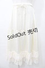 axes femme kawaii / レースフリルミディペチスカート  生成り Y-25-08-11-076-AX-SK-SZ-ZY