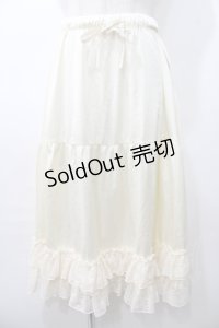 axes femme kawaii / レースフリルミディペチスカート  生成り Y-25-08-11-076-AX-SK-SZ-ZY
