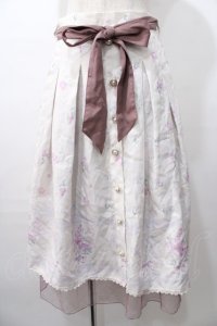 axes femme / スイートピーパネル柄スカート  白 Y-25-08-11-079-AX-SK-SZ-ZY