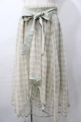 axes femme POETIQUE / チェックチュールスカート  グリーン Y-25-08-11-082-AX-SK-SZ-ZY