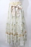 axes femme / フラワープリントレーススカート  イエロー Y-25-08-11-083-AX-SK-SZ-ZY