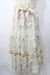 axes femme / フラワープリントレーススカート  イエロー Y-25-08-11-083-AX-SK-SZ-ZY