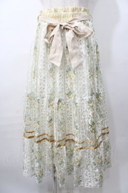 画像1: axes femme / フラワープリントレーススカート  イエロー Y-25-08-11-083-AX-SK-SZ-ZY