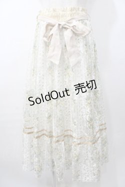 画像1: axes femme / フラワープリントレーススカート  イエロー Y-25-08-11-083-AX-SK-SZ-ZI