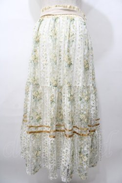 画像2: axes femme / フラワープリントレーススカート  イエロー Y-25-08-11-083-AX-SK-SZ-ZY