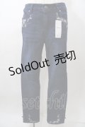 axes femme / お手紙刺繍デニムパンツ  インディゴ Y-25-08-11-085-AX-PA-SZ-ZI