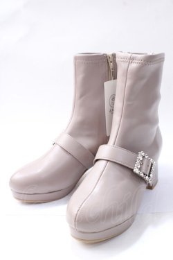 画像1: axes femme POETIQUE / パールバックル付ミドルブーツ M グレージュ Y-25-08-11-010-AX-SH-SZ-ZY