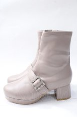 画像2: axes femme POETIQUE / パールバックル付ミドルブーツ M グレージュY-25-08-11-010-AX-SH-SZ-ZTK029 (2)