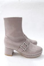 画像4: axes femme POETIQUE / パールバックル付ミドルブーツ M グレージュY-25-08-11-010-AX-SH-SZ-ZTK029 (4)