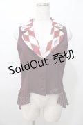 axes femme kawaii / ダイヤ柄ベスト M ワイン Y-25-08-11-012-AX-TO-SZ-ZY