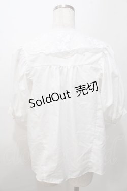 画像2: axes femme POETIQUE / フラワー刺繍襟パフ袖ブラウス M 白 Y-25-08-11-014-AX-BL-SZ-ZY