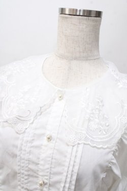 画像3: axes femme POETIQUE / フラワー刺繍襟パフ袖ブラウス M 白 Y-25-08-11-014-AX-BL-SZ-ZY