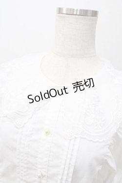画像3: axes femme POETIQUE / フラワー刺繍襟パフ袖ブラウス M 白 Y-25-08-11-014-AX-BL-SZ-ZY