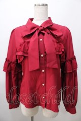 axes femme POETIQUE / フリルデコレーションブラウス M 赤 Y-25-08-11-015-AX-BL-SZ-ZY