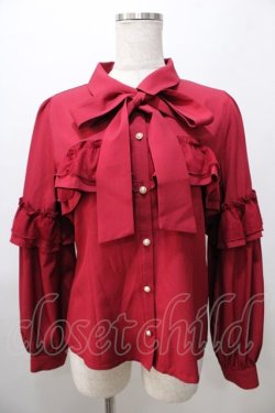 画像1: axes femme POETIQUE / フリルデコレーションブラウス M 赤 Y-25-08-11-015-AX-BL-SZ-ZY