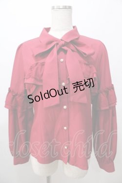 画像1: axes femme POETIQUE / フリルデコレーションブラウス M 赤 Y-25-08-11-015-AX-BL-SZ-ZI