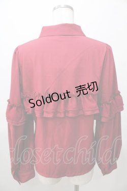 画像2: axes femme POETIQUE / フリルデコレーションブラウス M 赤 Y-25-08-11-015-AX-BL-SZ-ZI