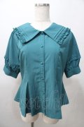 axes femme POETIQUE / フリルデザインセーラーブラウス M グリーン Y-25-08-11-016-AX-BL-SZ-ZY