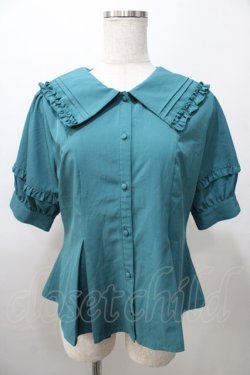画像1: axes femme POETIQUE / フリルデザインセーラーブラウス M グリーン Y-25-08-11-016-AX-BL-SZ-ZY