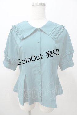 画像1: axes femme POETIQUE / フリルデザインセーラーブラウス M グリーン Y-25-08-11-016-AX-BL-SZ-ZT285
