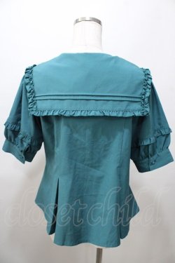 画像2: axes femme POETIQUE / フリルデザインセーラーブラウス M グリーン Y-25-08-11-016-AX-BL-SZ-ZY
