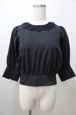 画像1: axes femme POETIQUE / 綿タッチボリューム袖ブラウス M 黒 Y-25-08-11-017-AX-BL-SZ-ZY