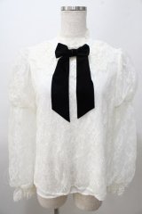 axes femme kawaii / レーシー2段パフ袖ブラウス M 白 Y-25-08-11-019-AX-BL-SZ-ZY
