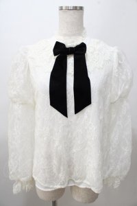 axes femme kawaii / レーシー2段パフ袖ブラウス M 白 Y-25-08-11-019-AX-BL-SZ-ZY