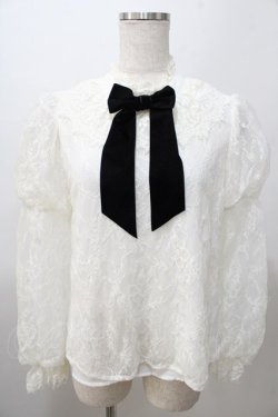 画像1: axes femme kawaii / レーシー2段パフ袖ブラウス M 白 Y-25-08-11-019-AX-BL-SZ-ZY