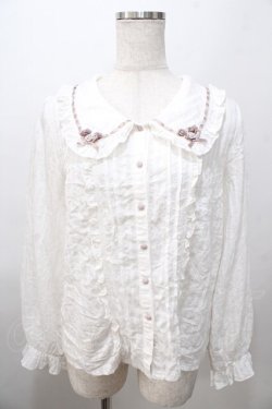 画像1: axes femme POETIQUE / ローズデザインフリルブラウス  白 Y-25-08-11-021-AX-BL-SZ-ZY