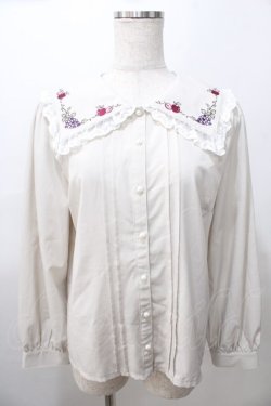 画像1: axes femme POETIQUE / フルーツ刺繍セーラーブラウス M ベージュ Y-25-08-11-022-AX-BL-SZ-ZY