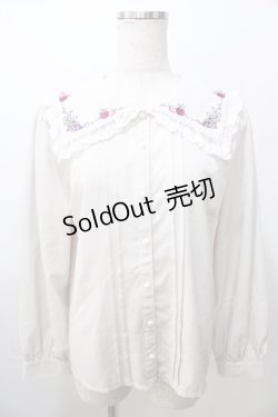 画像1: axes femme POETIQUE / フルーツ刺繍セーラーブラウス M ベージュ Y-25-08-11-022-AX-BL-SZ-ZY