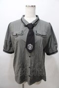 axes femme / ミリタリー風タイ付ブラウス L カーキ Y-25-08-11-023-AX-BL-SZ-ZY