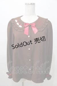 axes femme kawaii / お菓子刺繍ブラウス M 茶 Y-25-08-11-026-AX-BL-SZ-ZY