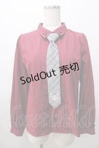 axes femme / チェック柄ネクタイ付ブラウス F ワイン Y-25-08-11-027-AX-BL-SZ-ZY