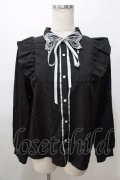 axes femme POETIQUE / バタフライ刺繍襟ブラウス M 黒 Y-25-08-11-028-AX-BL-SZ-ZY