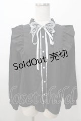 axes femme POETIQUE / バタフライ刺繍襟ブラウス M 黒 Y-25-08-11-028-AX-BL-SZ-ZY