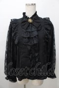 axes femme kawaii / クラシカルレーシーブラウス M 黒 Y-25-08-11-029-AX-BL-SZ-ZY