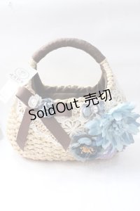 axes femme / フラワーレースカゴバッグ  ブルー Y-25-08-11-004-AX-BG-SZ-ZY
