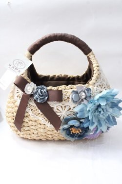 画像1: axes femme / フラワーレースカゴバッグ  ブルー Y-25-08-11-004-AX-BG-SZ-ZY