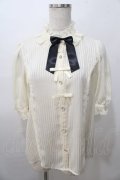 axes femme kawaii / ストライプシアー半袖ブラウス M 生成り Y-25-08-11-031-AX-BL-SZ-ZY
