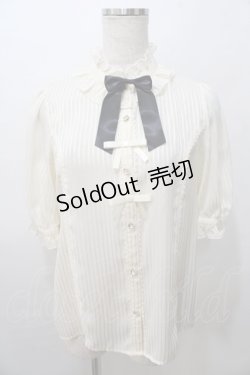 画像1: axes femme kawaii / ストライプシアー半袖ブラウス M 生成り Y-25-08-11-031-AX-BL-SZ-ZY
