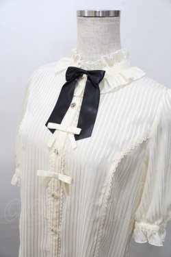 画像3: axes femme kawaii / ストライプシアー半袖ブラウス M 生成り Y-25-08-11-031-AX-BL-SZ-ZY