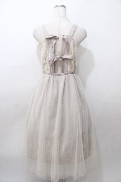 画像2: axes femme / バックリボンレースチュールキャミワンピース  グレー Y-25-08-11-035-AX-OP-SZ-ZY