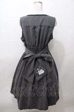 画像2: axes femme / シマエナガ刺繍Vネックジャンパースカート F 黒 Y-25-08-11-036-AX-OP-SZ-ZY